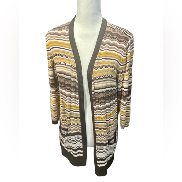 Spense Sweaters Spense Knits Brown Tones Open Sweater Cardigan